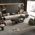 Sofa Coffee Table Combination Sofa Coffee Table Multi-person Corner Sofa Living Room 3d model