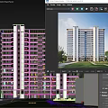 Modern High Rise Residential Building Exterior Design With Large Windows Balconies And Trees