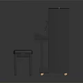Classic Black Upright Piano With Matching Wooden Piano Bench For Home Music Room