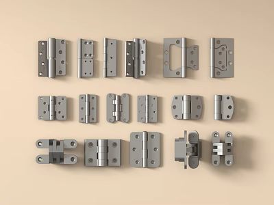 Assorted Metal Hinges in Various Styles and Designs for Furniture Doors 3d model