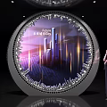 Main Energy Future City Visualization In Circular Display With Urban Skyline 3d model
