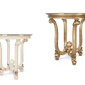 Elegant Coffee Tables With Carved Legs Round Top Gold And Light Color Finishes