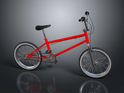 Red BMX Bicycle With Sleek Frame Black Seat And Silver Wheels Showcase 3d model