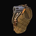 Vintage Brown Quilted Vest With Bullet Belt Pocket Watch And Revolver