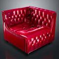 Red Leather Single Sofa With Modern Tufted Design And Stylish Appearance 3d model