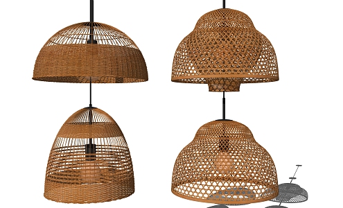 Southeast Asia Chandelier Bamboo Chandelier Combination 3d model