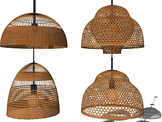 Southeast Asia Chandelier Bamboo Chandelier Combination 3d model