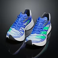 Blue And Green Running Shoes With Modern Striped Design And White Sole