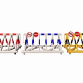 Traffic Road Barriers With Red White Blue Yellow Black Stripes And No Entry Signs