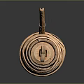 Traditional Wooden Container With Woven Rattan Bands Heart Shaped Handle And Wooden Spout