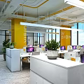 Modern Office Interior With Black Stone Wall LOGO Green Plants Stone Decoration Office Desks And Windows