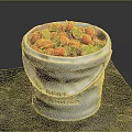 Fresh Ripe Strawberries in White Bucket with Best Berries Label