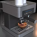 Modern Stainless Steel Espresso Machine Kitchen Appliance Brewing Coffee With Cups On Top