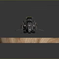 Futuristic Motorcycle 3D Model With Green Component And Mechanical Details On Wooden Base