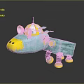 Character Toy Airplane With Biological Design Golden Head Big Eyes Purple Spring Legs