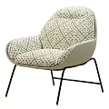 Modern Accent Chair With Beige Green Geometric Pattern And Metal Legs Design