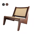 Modern Leisure Chair With Wooden Frame And Woven Seat Backrest Design