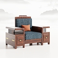 New Chinese Living Room Single Sofa 3d model