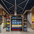Modern Supermarket Interior With Organized Shelves Displaying Assorted Products And Bright Lighting