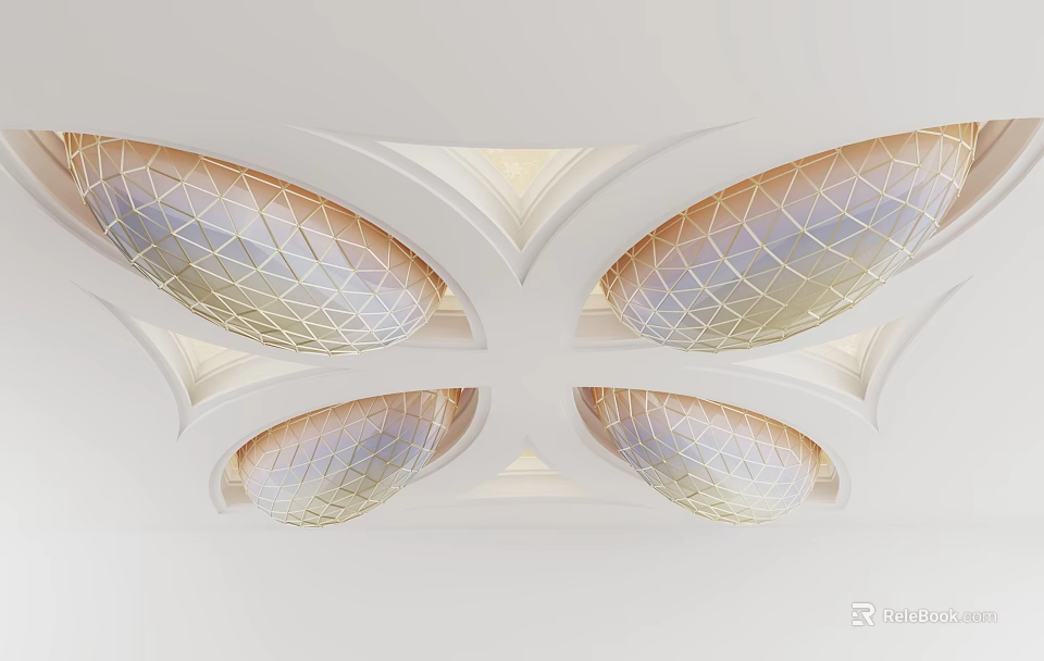 Modern Decorative Ceiling Interior Design With Geometric Patterns And Elegant Lighting 3d model