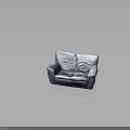 People Enjoying Comfortable Gray Leather Double Seater Sofa With Wrinkled Design