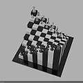 Unique 3D Black And White Layered Chessboard With Arranged Chess Pieces