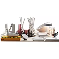 Modern Minimalist Decorative Ornament Set With Ceramic Vases Metal Candle Holders And Books