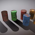 Industrial Equipment Featuring Old Rusty Oil Drums In Various Colors