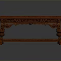 Traditional Chinese Style Redwood Table With Intricate Carvings And Ornate Legs