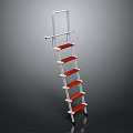 Sturdy Multi Step Ladder with Metal Frame Red Steps and Silver Handrail Design 3d model