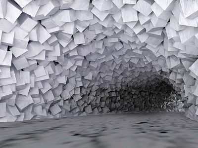 Abstract Geometric Tunnel Structure With White Light Gray Polygonal Blocks Creating Modern Spatial Effect 3d model