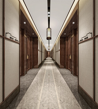 New Chinese Aisle Hotel Aisle 3d model