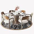 Modern Round Dining Table Set With Comfortable Chairs And Elegant Table Setting 3d model