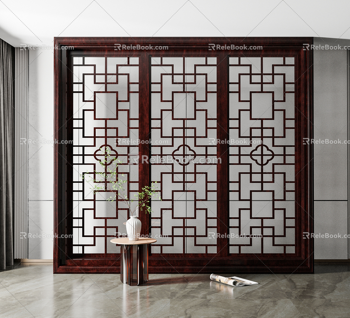 Chinese window mahogany window 3d model