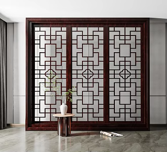 Chinese window mahogany window 3d model