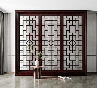 Chinese window mahogany window 3d model