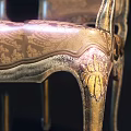 Classic Ornate Armchair With Gold Carved Frame And Floral Upholstery