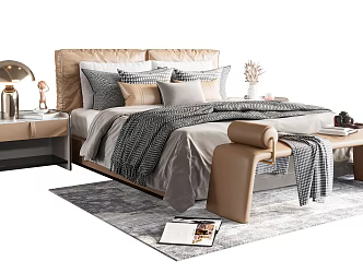Modern Double Bed 3d model