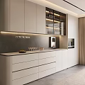 Modern Luxury White Sideboard With Embedded LED Light Glass Wine Cabinet And Built In Appliances