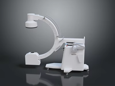 Medical C arm X ray Machine with Mobile Base White Body and Display Panel 3d model