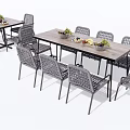 Stylish Dining Table Set With Metal Frame Chairs And Fruit Centerpieces