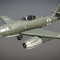 Olive Green Vintage WWII Military Jet Fighter With Single Seat And Iron Cross Insignia