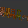 Wooden Leisure Chairs In Various Styles With Classic Design And Matching Stools
