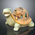 Cute Parent and Baby Turtle Sculpture with Hollow Shell Design