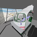 Flight Simulator Cockpit With Large Screens Showing Aerial Scenes And Seats