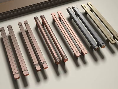 Modern Cabinet Handles In Various Metallic Finishes For Furniture Doors And Drawers 3d model
