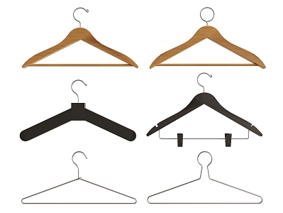 Hangers Metal Hangers Wooden Hangers 3d model