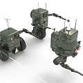 Three Green Robots Featuring Antennas Wheels And Mechanical Arms Design Details 3d model