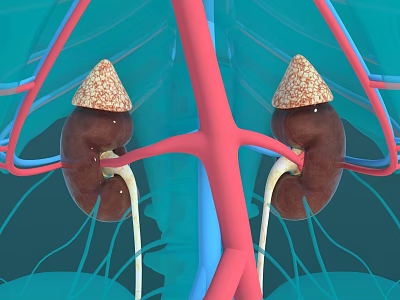 Human Abdominal Organs Anatomy Showing Kidneys Blood Vessels And Ureters 3d model