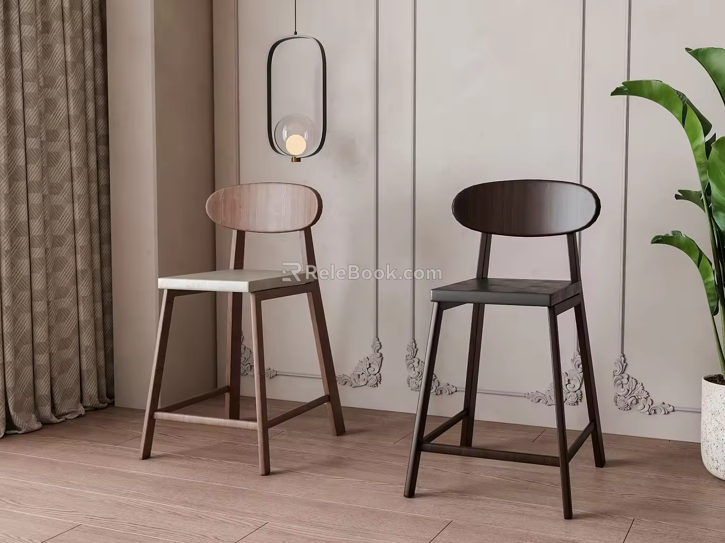 Wind bar chair combination 3d model